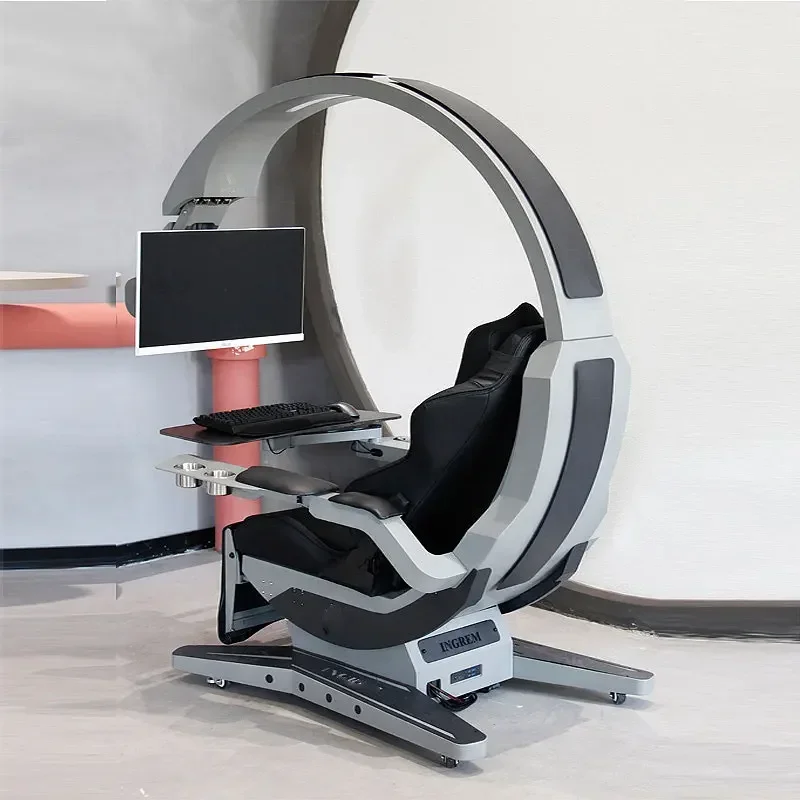 Kursi Gaming mewah, kursi komputer pijat, kulit pu led hitam putih