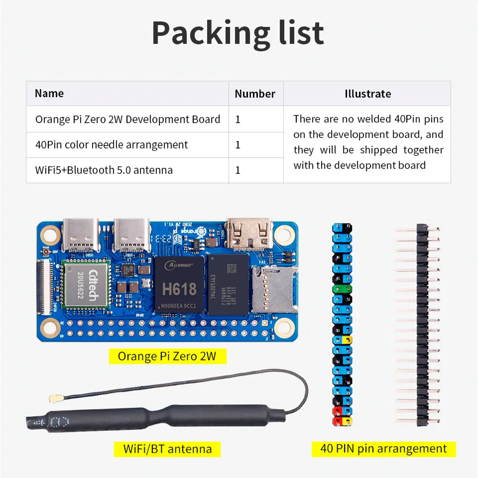 Orange Pi Zero 2W 1GB RAM Single Board Computer Zero2 W DDR4 Allwinner H618 WiFi-BT Orange Pi Zero 2 W Development Board single board computer mini development board