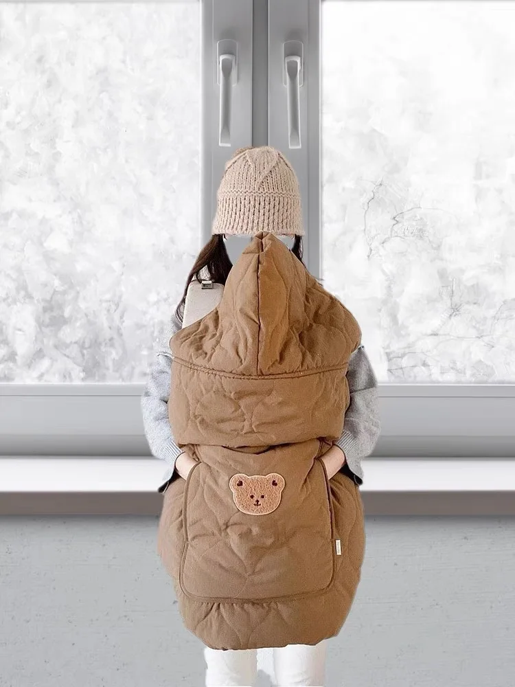 Korean Baby Hooded Cloak Cape Windproof Stroller Blanket Thicken Warmer Cartoon Bear Rabbit Baby Quilt 3