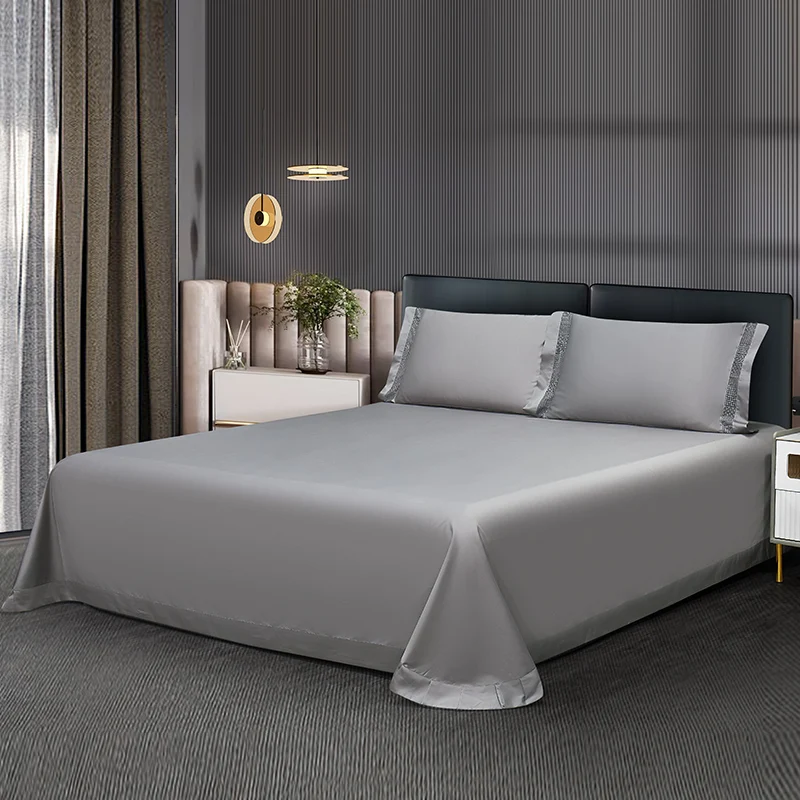 1400TC Egyptian Cotton Grey Luxury Hotel Style Hollow Wide Edge Bedding Set Duvet Cover Bed Sheet Fitted Sheet Pillowcases 4Pcs 3