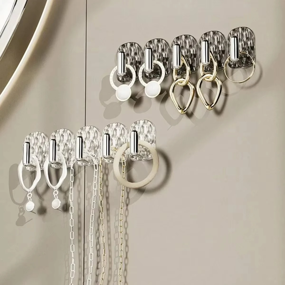 5PCS Multi row mini hook necklace storage rack jewelry display rack hanging necklace rack hanging necklace wall hanging 3