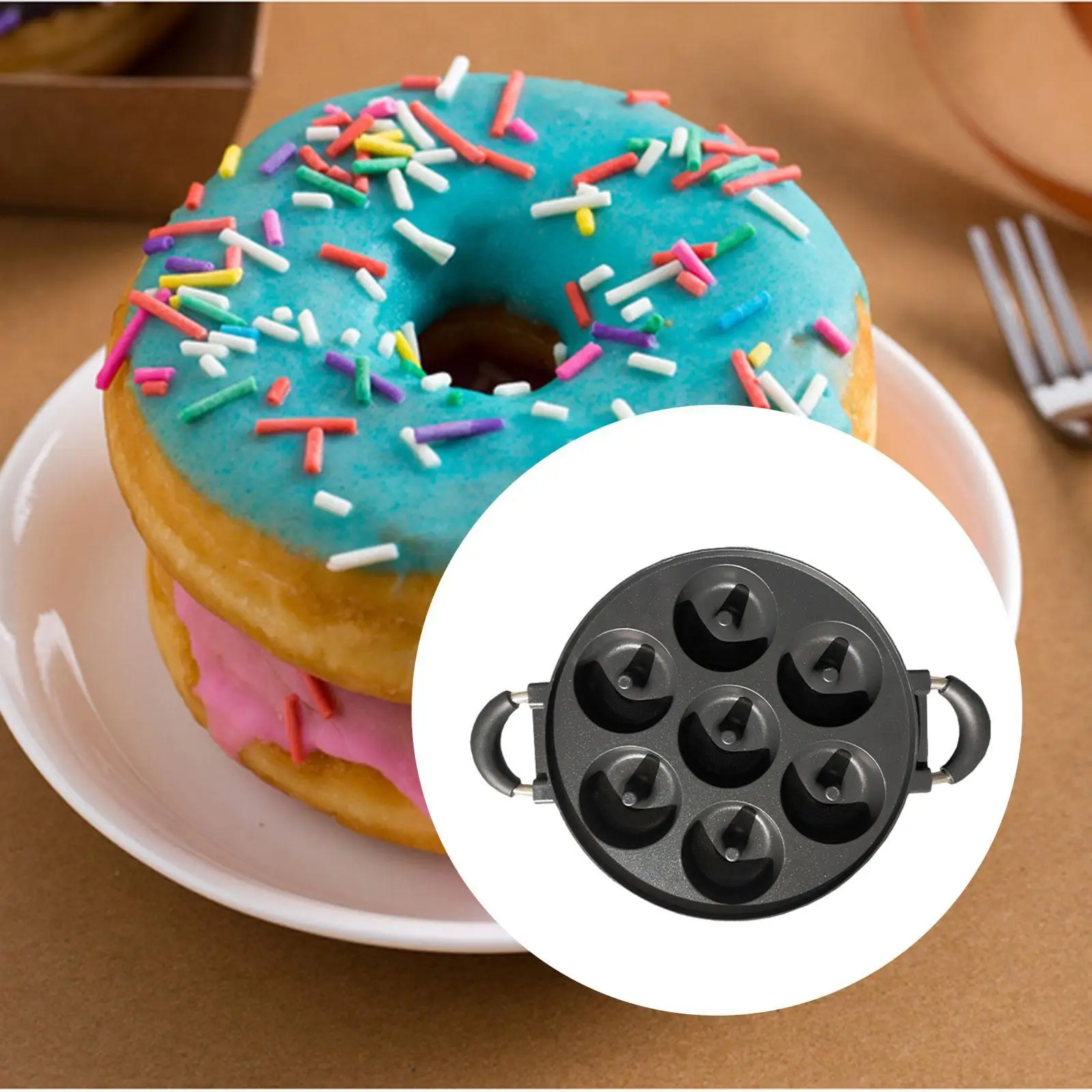 Donut Maker Pan Multipurpose Anti Scald Homemade Stovetop Baking Pan Donut Baking Pan for Snack Household Donut Party Tea Party