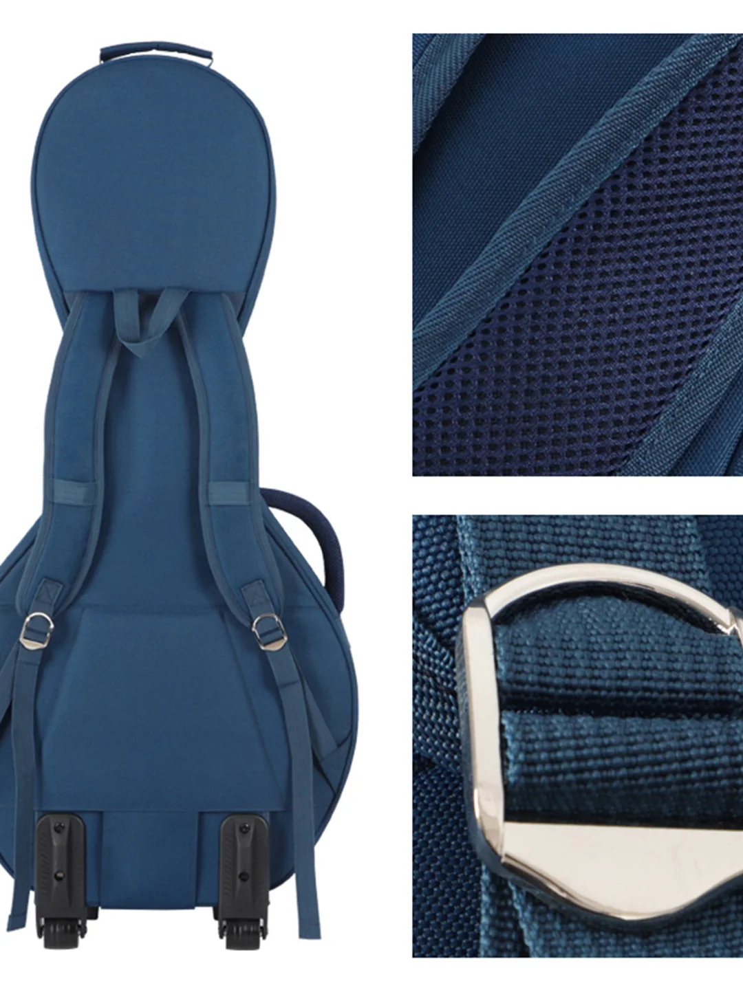 두꺼운 바퀴 달린 중형 밴조 가방 휴대용 악기 케이스 더블 숄더 백팩형 대형 밴조 가방 악기 가방