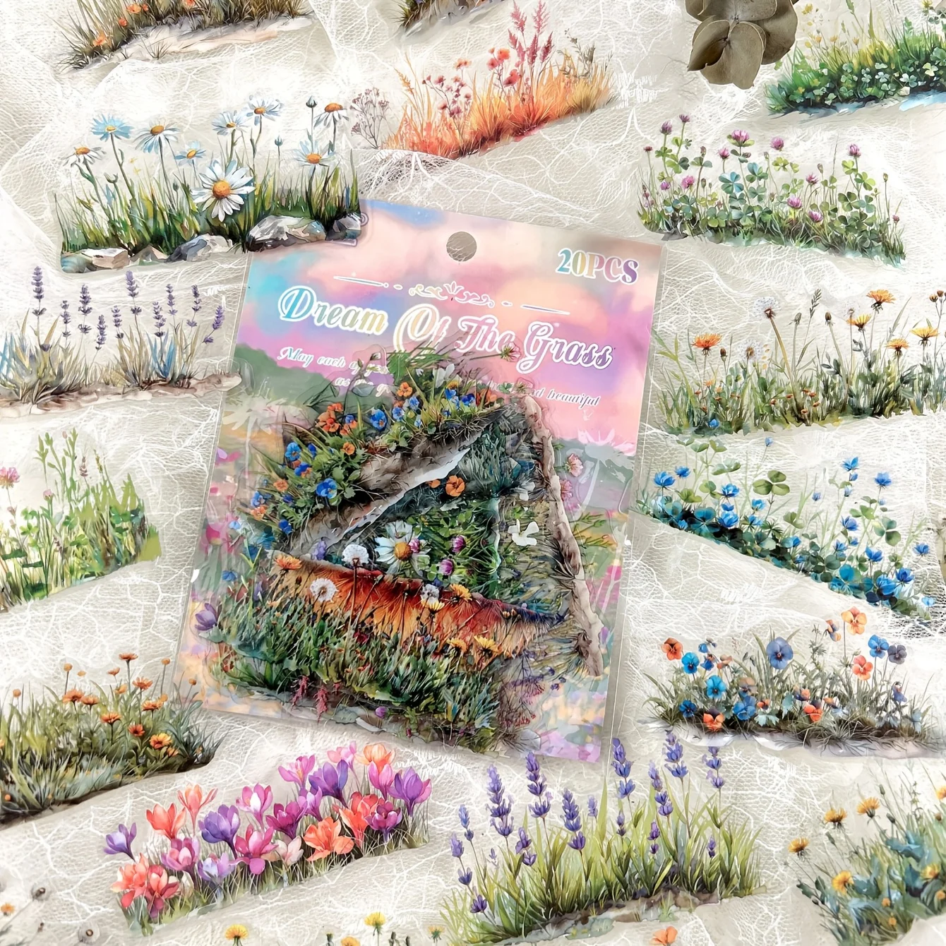 20-Piece Botanical Sticker Set for Creative Scrapbooking and Journaling