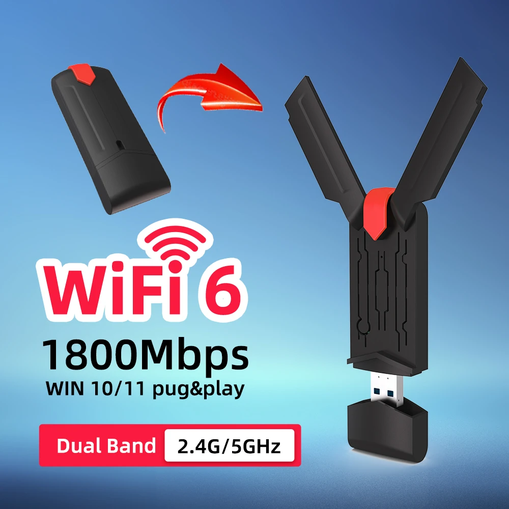 

USB 3,0 AX1800 Wi-Fi 6 адаптер двухдиапазонный 5 ГГц 2,4 ГГц 802.11AC Wi-Fi ключ высокопроизводительная сетевая карта для ноутбука и настольного компьютера UAX03