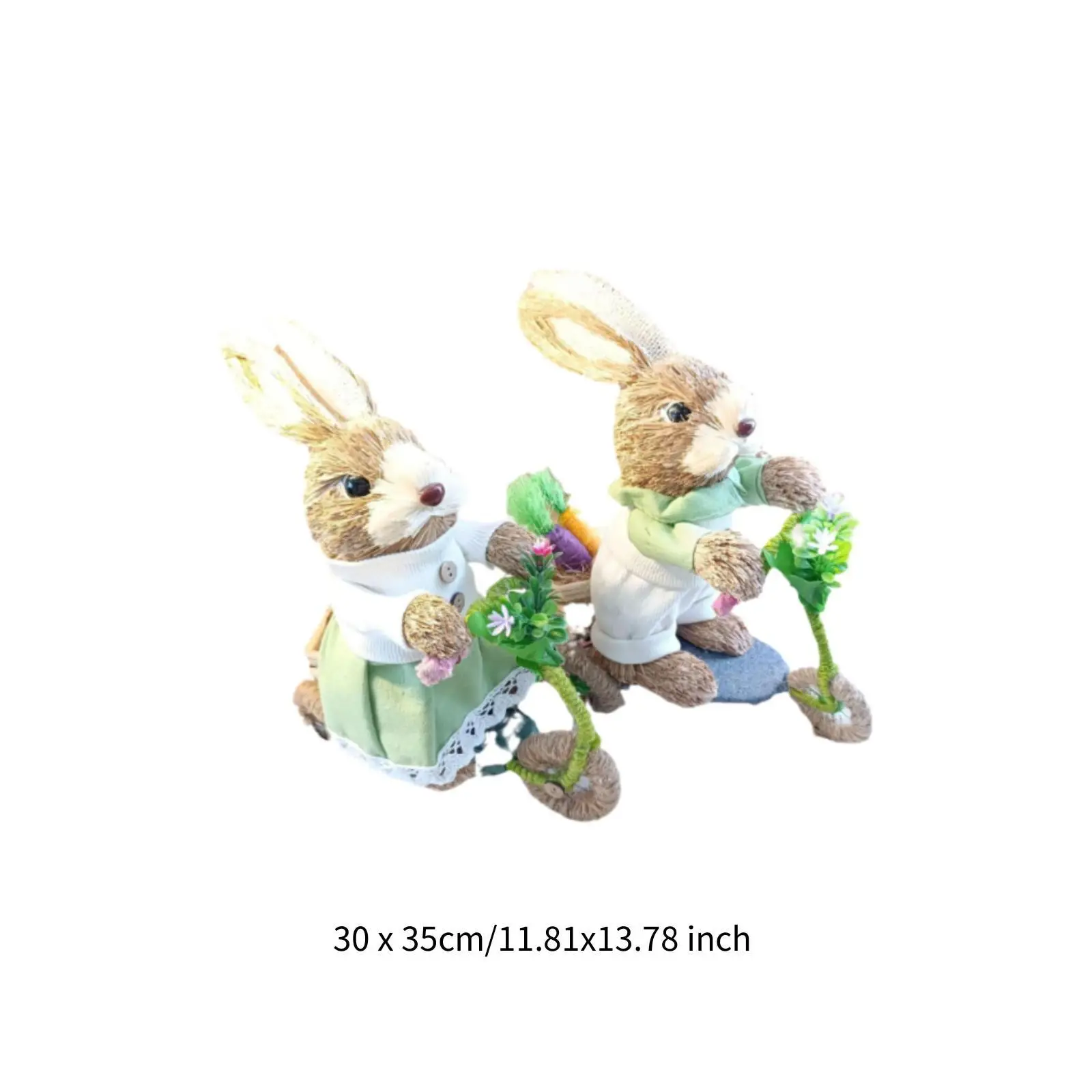 Easter Bunny Decoration Ornament Straw Rabbit Decor for Garden Table Office