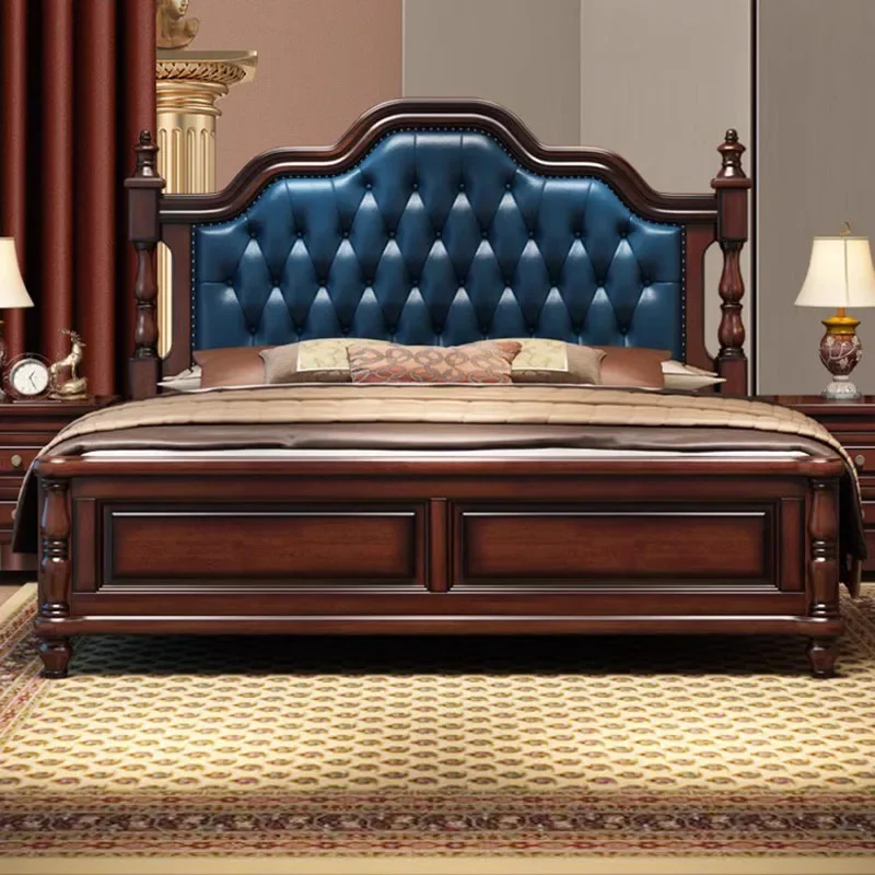 

European Aesthetic Double Bed Soft Kids Modular High End Frame Double Bed Loft Bedding Cama De Casal Luxury Bedroom Furniture