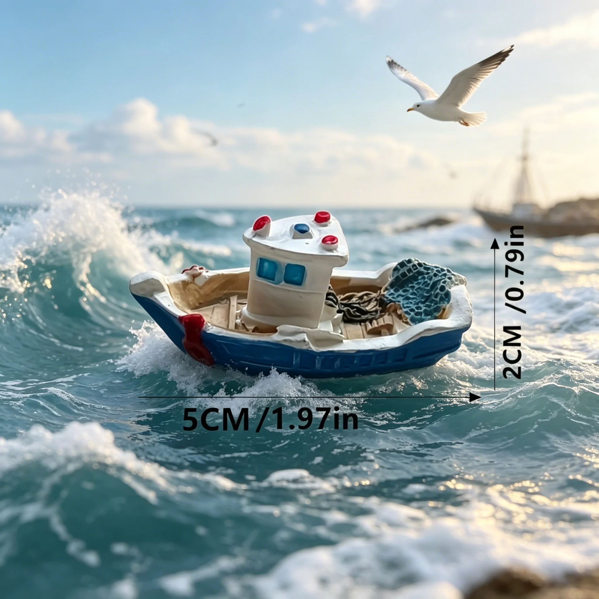 Nautical Mini Resin Boat Figurines for Micro Landscape and Dollhouse Decor