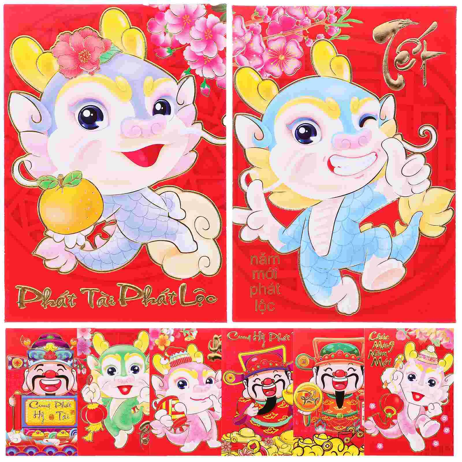 Vietnamese New Year Red Envelopes Year The Dragon Hong Bao Red Envelopes 2024 Lucky Money Envelopes Red Packet Spring Festival