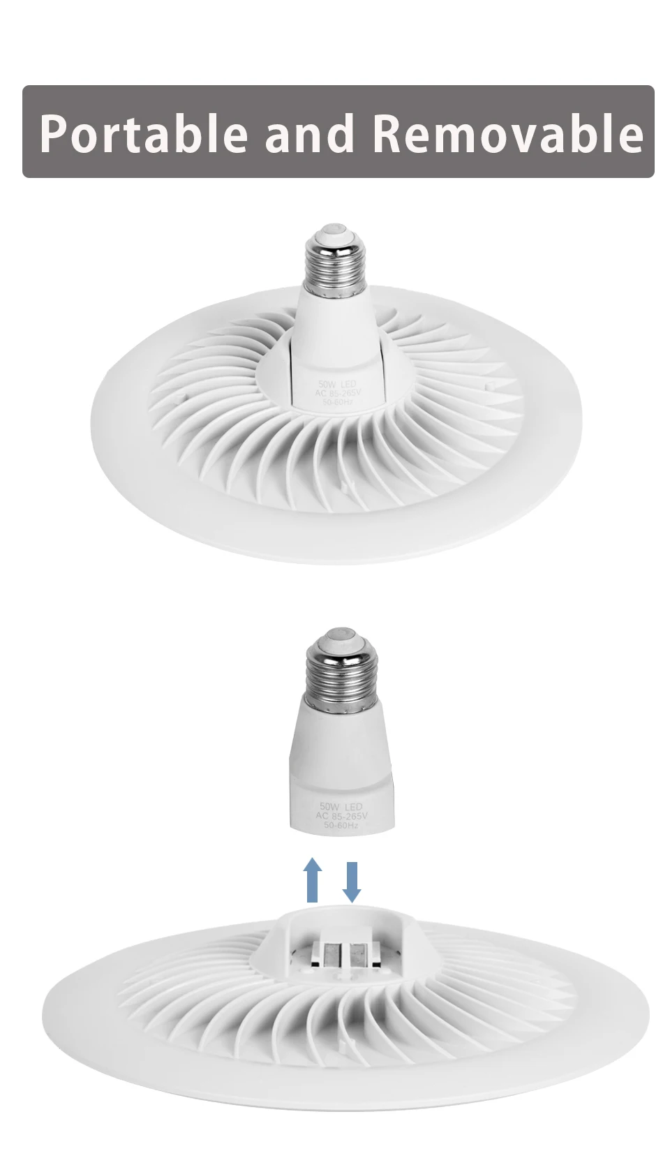 Description Picture 3 of item85-265V 30W 40W 50W UFO LED Lamp Timer Function Remote Control Lamp Holder E27 Socket Lamp Base Kitchen Bedroom Garage LED Light