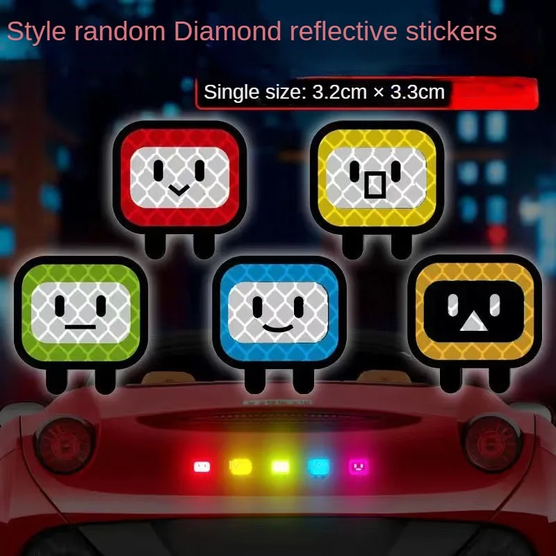Vehicle Stickers 10PC Decorative Reflective Motorcycle Personality Cute Square Car Body Stickers Helmets Shielding Scratches