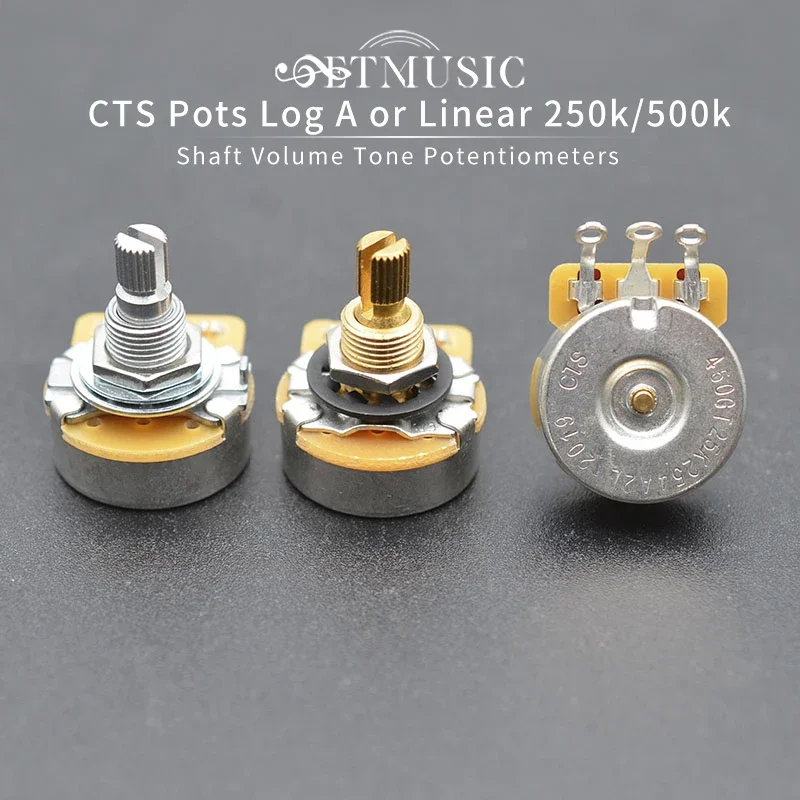 4PCS CTS Pots Log A or Linear for Electric Guitars 250k/500k Brass/Aluminum Shaft Volume Tone Potentiometers guitar potentiometer