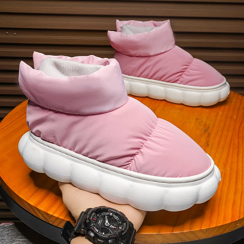 Winter Men Warm Shoes Home Cotton Shoes Outdoor Non-slip Waterproof Couple Snow Boots Women Casual Comfortable Plush Boots