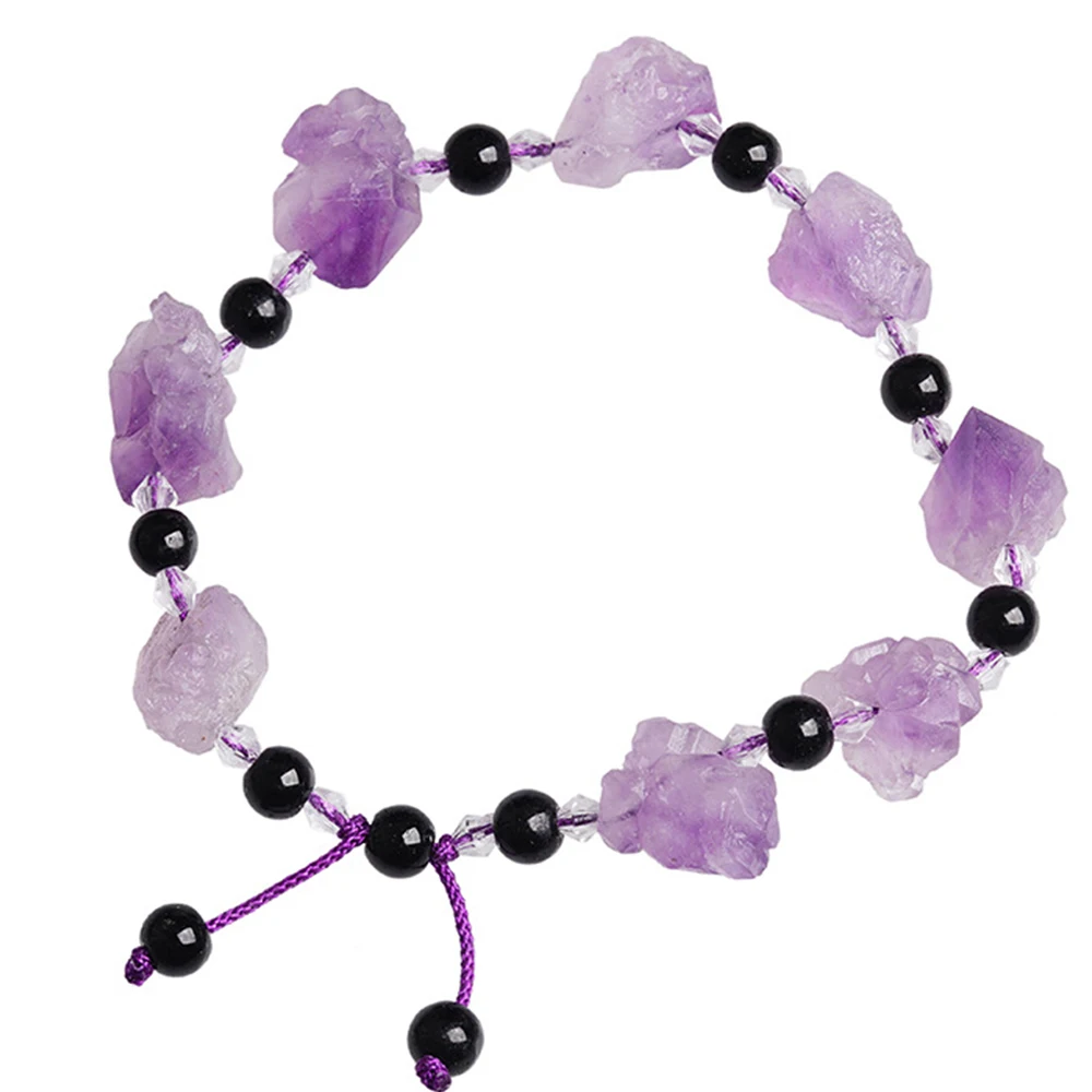 Pulsera de amatista Natural, piedra curativa Irregular, espécimen Mineral de grava púrpura, collar de cristal de cuarzo en bruto, regalos de joyería