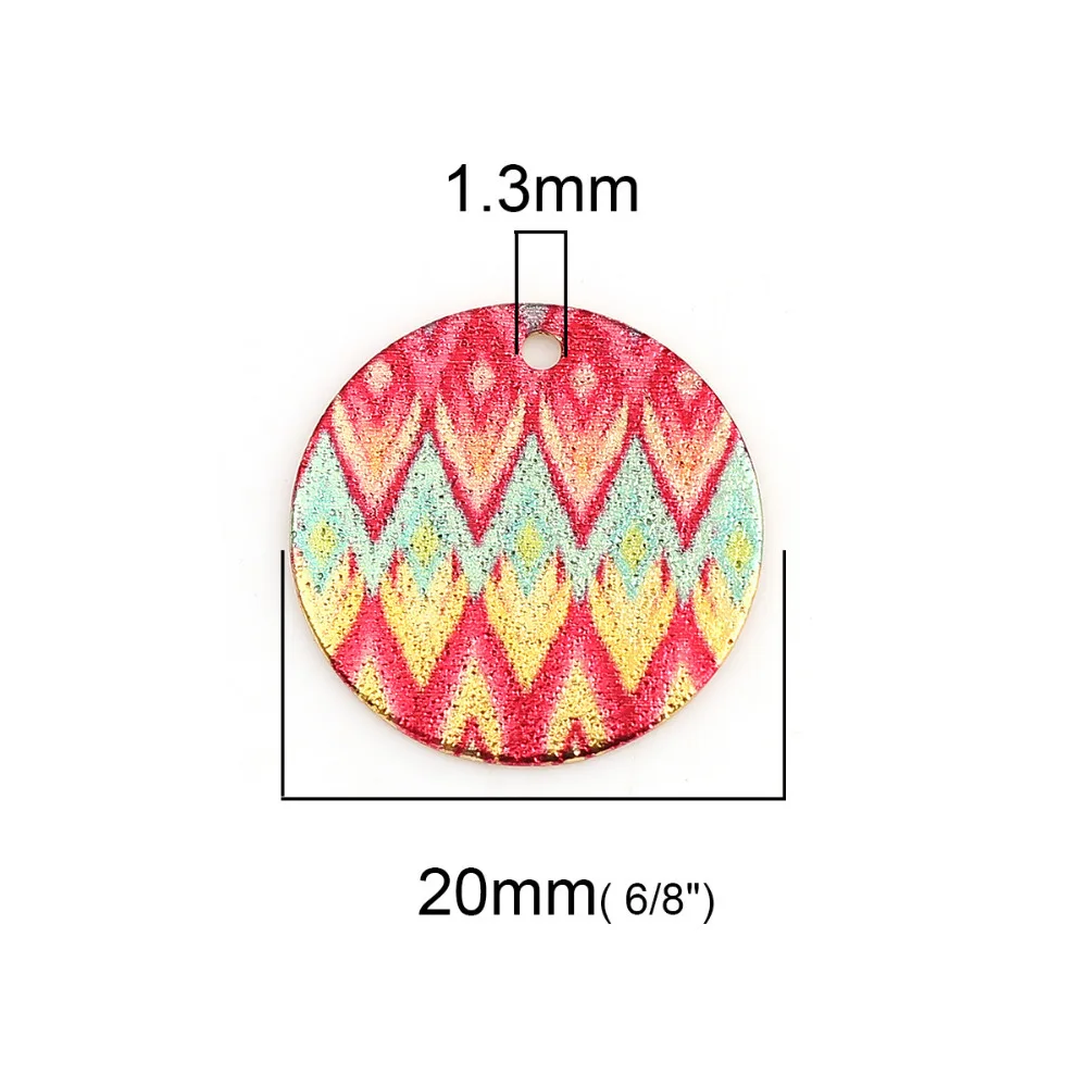 5/10 PCs Enamel Painting Pendant Charms Round Gold Color Back Sparkledust For Bracelet DIY Findings Jewelry Making 20mm Dia.