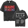 Imagine Dragons Band - Loom Tour 2024 New Album T Shirts Men Women Fashion Hip Hop Style Retro Washed T-shirt Loose Short Sleeve 2