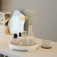 Nordic Wood Storage Tray Household Desktop Sundries Cosmetic Perfume Jewelry Key Plate Home Decorative Round Storage Trays 2