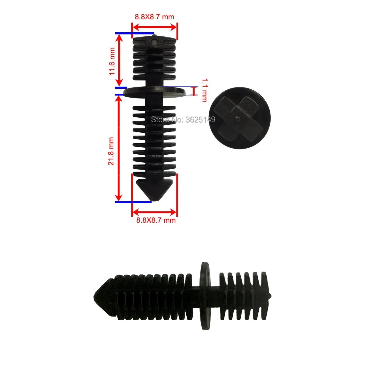 50100500xBlackDoubleEndXmasTreeRetainerClip1132Stem