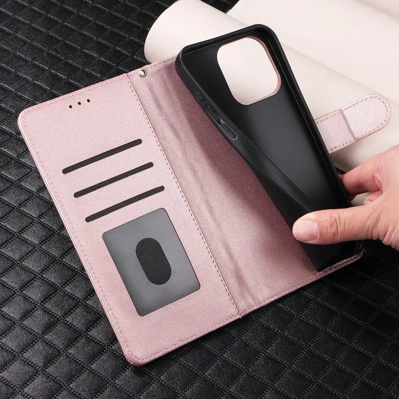 Coque de téléphone pour iPhone 16 15 14 13 12 11 Pro Max XR X XS Max 7 8 6 6S Plus Coque en cuir à rabat Portefeuille de luxe_voghion.com