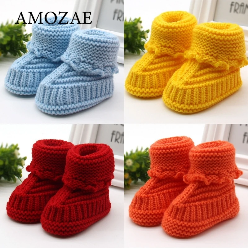 

Newborn Booties Baby Socks Shoes Knitting Wool Girl Boy Winter Warm Cute Toddler Prewalkers Soft Infant Crib Crawl Shoes