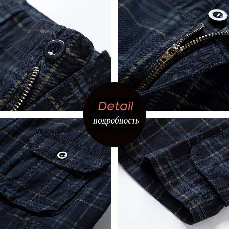 2022 Summer Men Cargo Shorts Mens Cotton Casual Breeches Stripe Quick Dry Multi Pocket Shorts Fashion Beach Pants Shorts Male 6