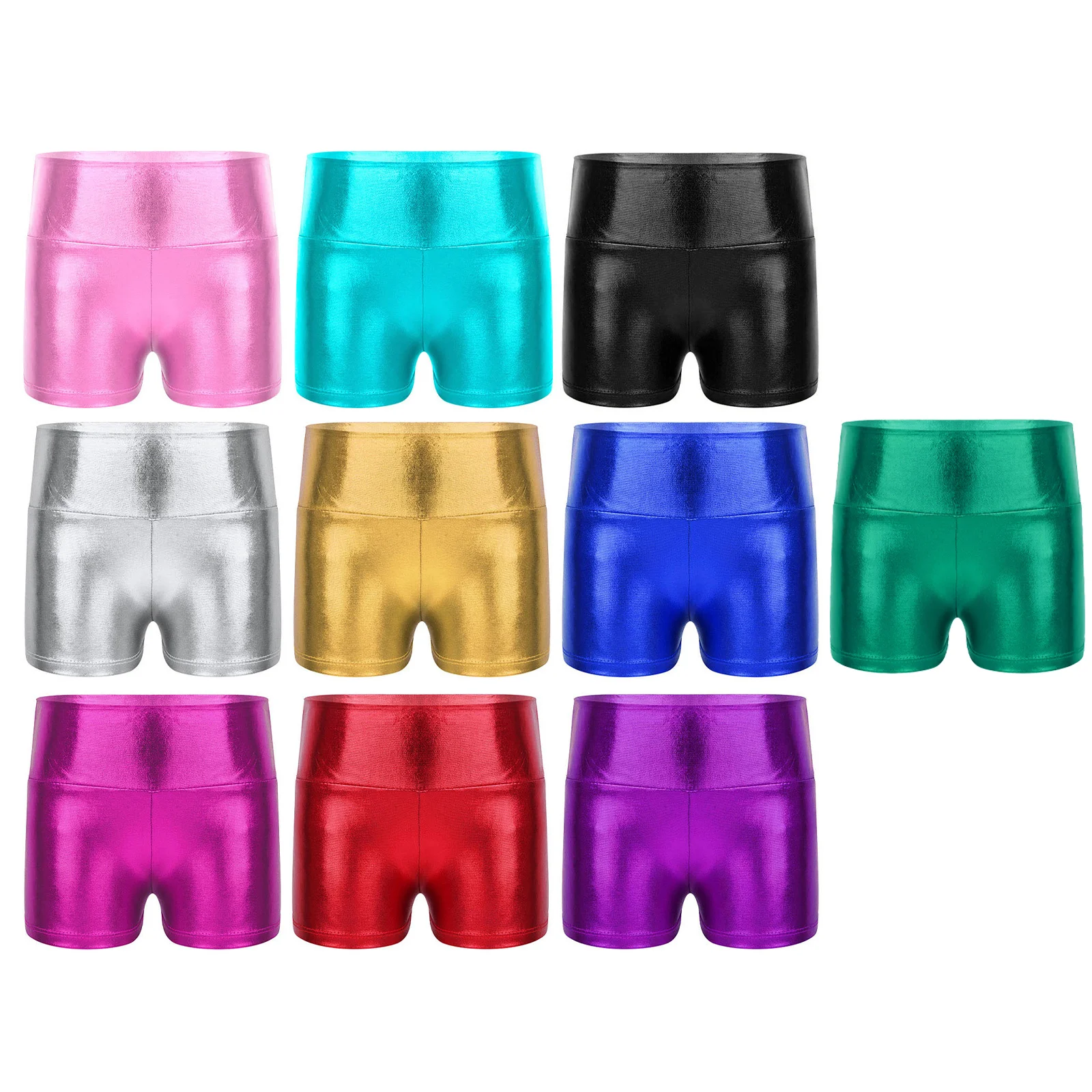 Kids Shorts Kids Girls Metallic Shiny Gymnastic Dance Shorts Bright Bottoms Ballet Activewear Shorts Yoga Sports Cheer Workout Swimming