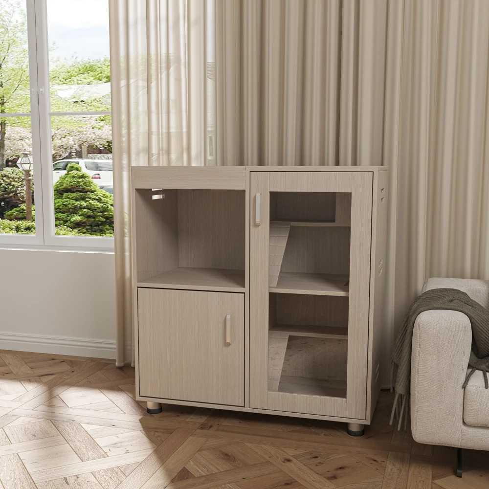 Guinea Pig Cages 4-Tier Hamster Cage Wood with Storage Cabinet House for Rat Chinchilla Openable Top Acrylic Windows