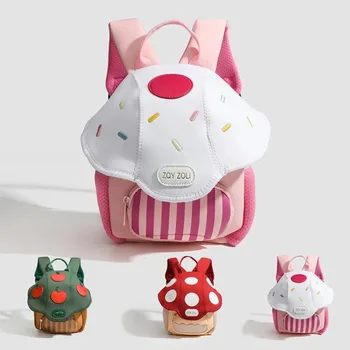 Zaino mini e carino a forma di fungo per bambini, nuovi zaini per bambini dei cartoni animati per uomini e donne