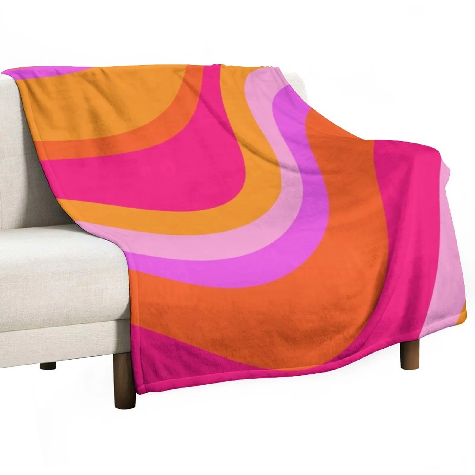 

New Retro Waves Abstract Pattern Pink Magenta Orange Throw Blanket Winter bed blankets Camping Blanket