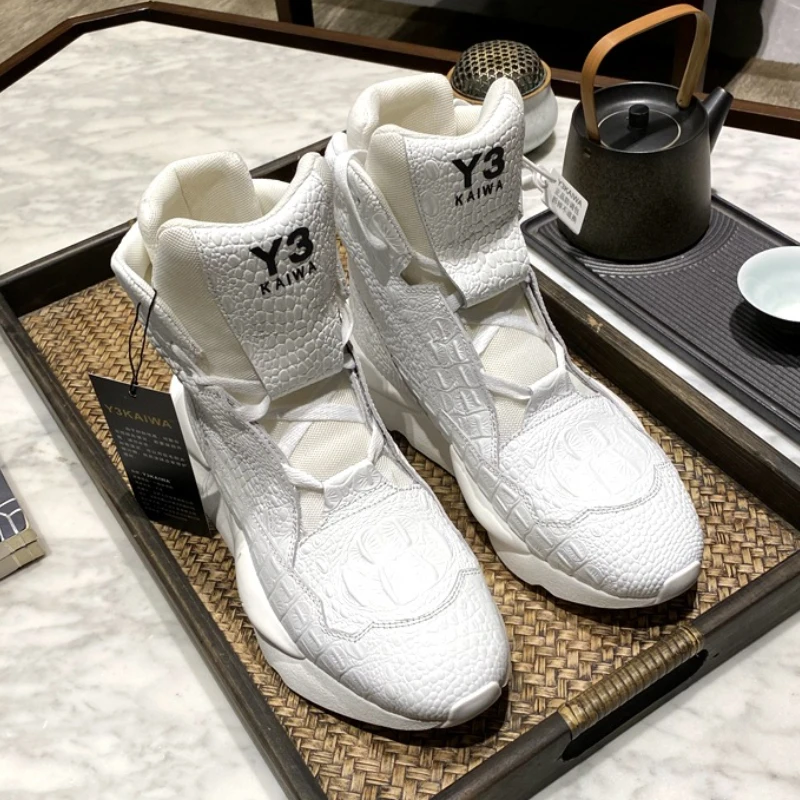 

Кроссовки Y3KAIWA из натуральной кожи для мужчин и женщин, роскошные модные уличные высокие повседневные спортивные ботильоны на толстой подошве