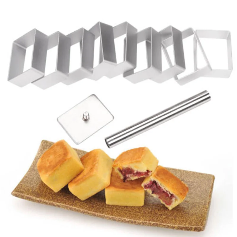 

10 Pcs Stainless Steel Rectangle Biscuit Sandwich Fruit Cutter DIY Fondant Pastry Decorating Bake Tools Metal Cookie Cutter