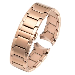 Armani Solid Stainless Steel Fashion Watchband - Black 22mm Strap Accessories - 22mm (Rose gold)