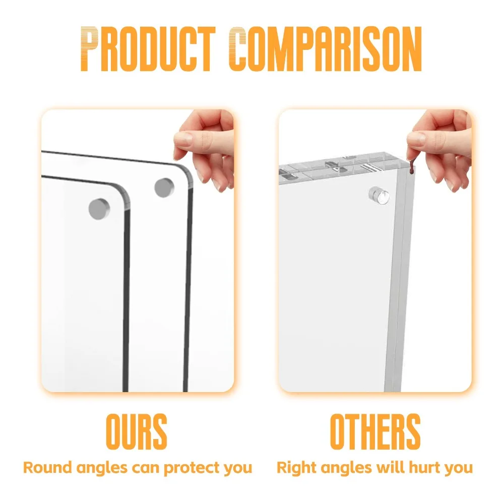 Mini Acrylic Fridge Magnetic Frame Clear Double Sided Polaroid Frame Magnet Multi-size Picture Frames for Refrigerator