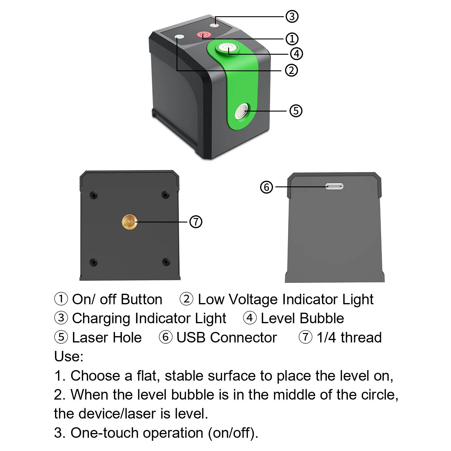 Rechargeable Mini Pocket Laser Level Portable Built-in Bubble Level Construction Picture Hanging DIY Projects Home Renovation laser level