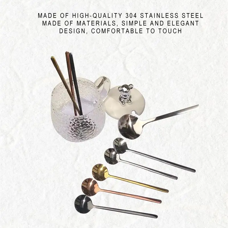 

304 Stainless Steel Tea Spoon Coffee Spoon Gold Small Round Spoon