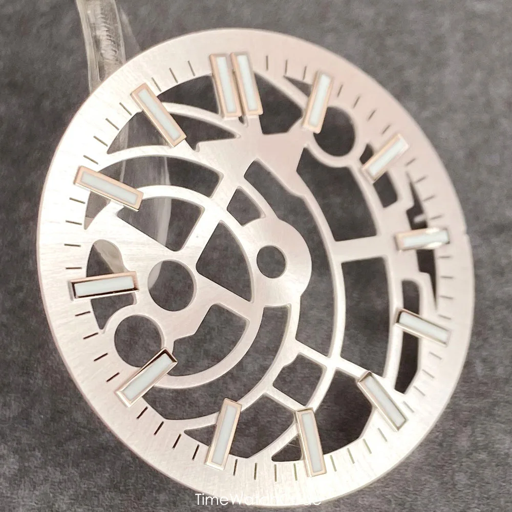 Skeleton Watch Dial with Metallic & Luminous Indices - 29mm