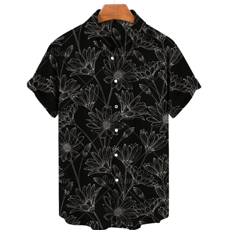 Hawaiian Shirts For Men Oversized Male Designer Clothes Summer 2023 Y2k Short Sleeve Printed Flower Casual Tops New Arrivals