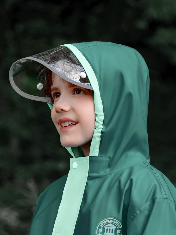 Children's Waterproof Raincoat 1.2M-1.7M Student School Raincoat Splicing Seam Adhesive Kids Schoolbag Long Rain Coat