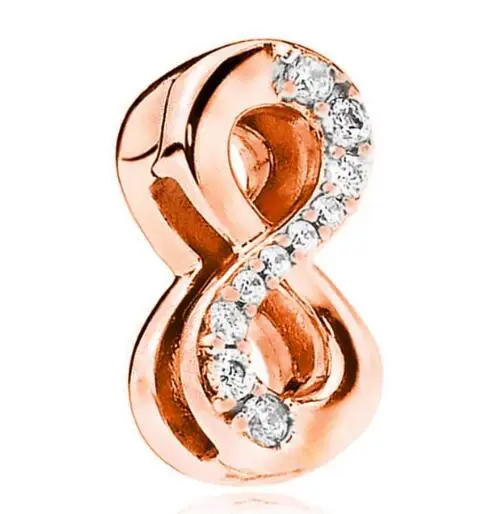 Genuine 925 Sterling Silver Rose Gold Reflexions Sparkling Infinity Con Perline Di Cristallo Fit Bracciale Pandora E Gioielli Bangle