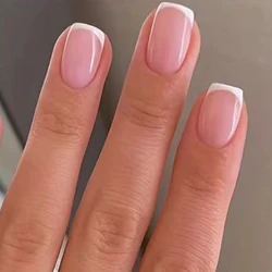 24Pc Set of Short French Dual Color Glossy Fake Nails (JST4256-Fake Nails)