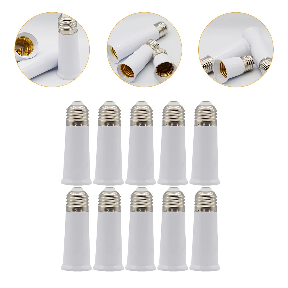 

10 Pcs Extension Cord E27 Screw Lamp Holder Light Bulbs Socket Extender Adapter Plastic Plug
