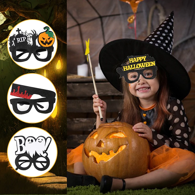 

New Happy Halloween Decorations Creative Non-woven Glasses Halloween Party Decoration For Kids Spider Pumpkin Glasses Prop