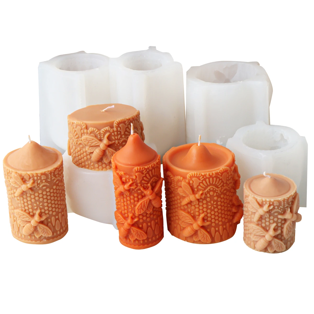 3D Bee Honeycomb Column Pillar Candle Molds Beehive Silicone Mould for Homemade Beeswax Aromatherapy Craft Soap Plaster Mold