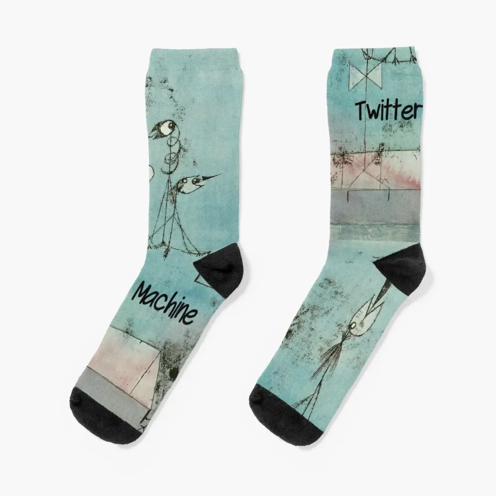 

Paul Klee w/Signature | "Twittering Machine" - Tweet Inspired Socks Run Toe sports hiphop Men's Socks For Man Women's