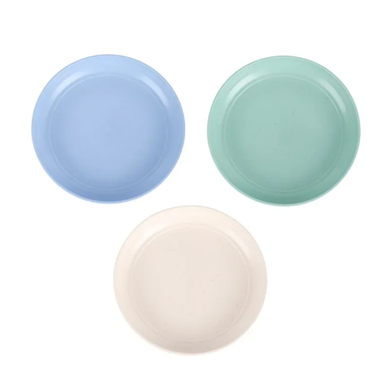 15/20 Cm Round Salad Dessert Dinner Plate Stackable Unbreakable Reusable Straw Dish Microwave Safe Fruit Plate for Dining Room