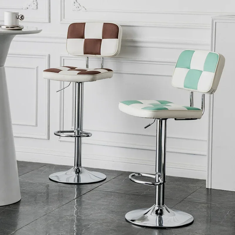 High Foot Dining Chairs Lift Rotation Bar Chair PU Cushion Counter Stools Stable Load Bearing Front Desk Seats