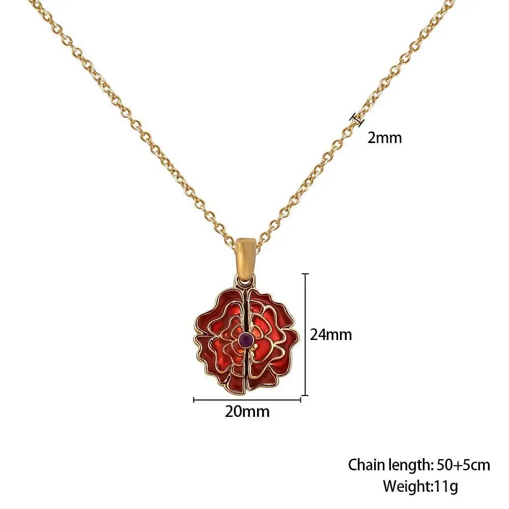 Benutzerdefinierte Namenskette Mode Thanksgiving Muttertag Geburtstagsgeschenk DIY Schmuck Öffnen und Schließen Diamant Rote Blume Anhänger Geschenke – Detail 6