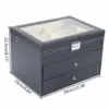 PU Leather Sunglasses Display Box Glass Window Jewelry Organizer for Glasses Rings Necklaces 2