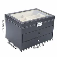 PU Leather Sunglasses Display Box Glass Window Jewelry Organizer for Glasses Rings Necklaces 2