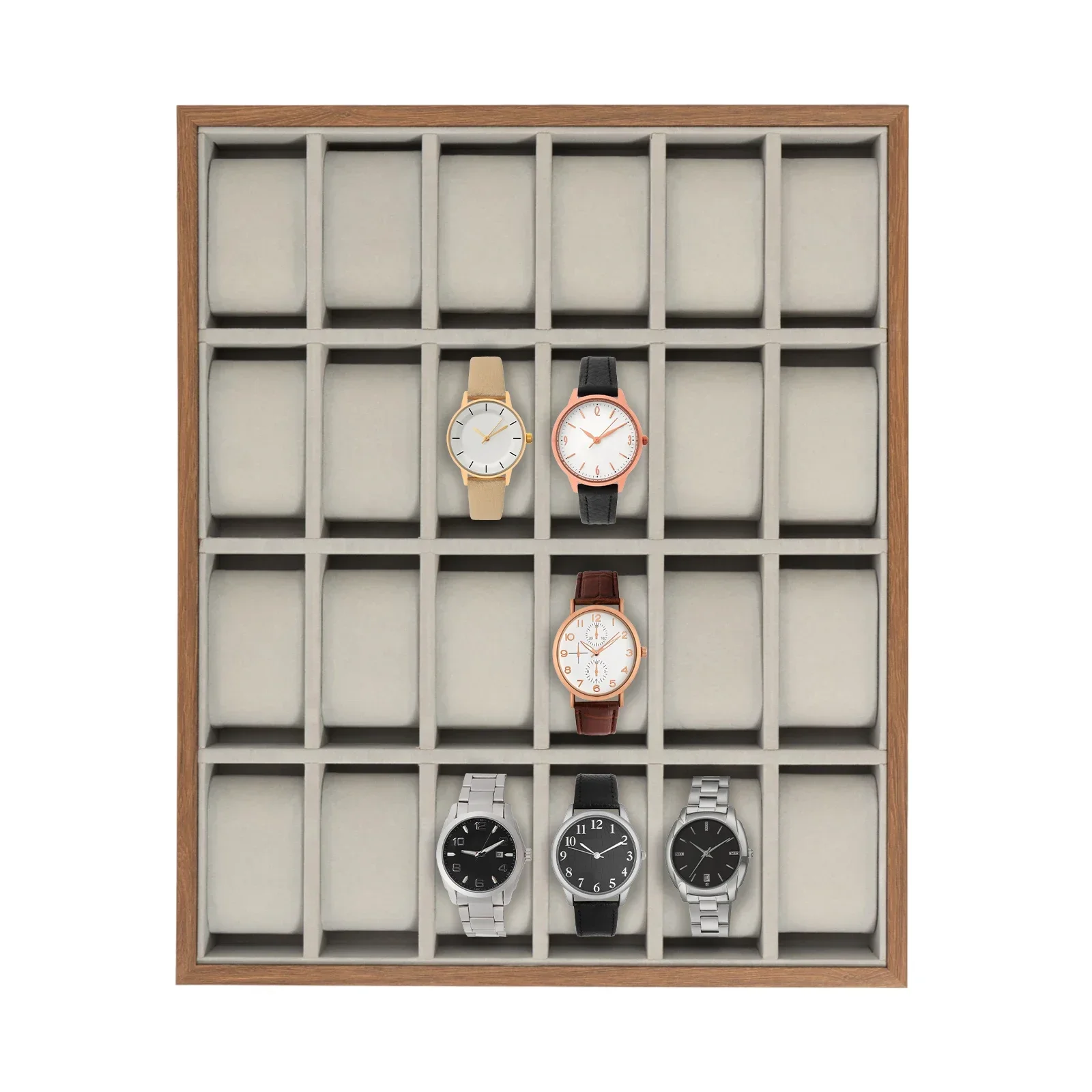 Schmuck-Aufbewahrungsbox, 24-Fächer Uhren-Präsentationsbox, Uhren-Organizer für Einzelhandel, Schminktisch, Vitrine – Detail 7